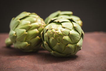 Obraz premium close up of artichoke on table