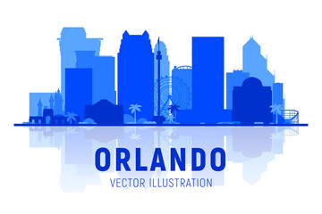 Orlando ( Florida ) skyline with panorama on white background. Vector Illustration. Business travel and tourism concept with modern buildings. Image for presentation, banner, website.