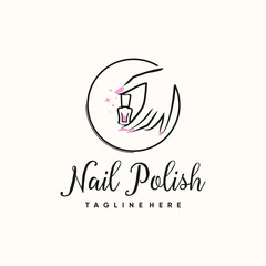 Nail logo design concept for nail beauty woman Premium Vector