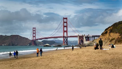 Papier Peint photo Plage de Baker, San Francisco Pont du Golden Gate depuis la plage de Baker