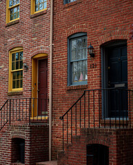 City architecture & neighborhood. Brick houses in Baltimore, Maryland. Otterbein neighborhood. Old industrial look. England-like