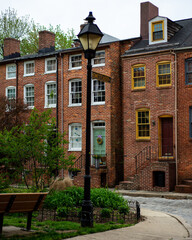 City architecture & neighborhood. Brick houses in Baltimore, Maryland. Otterbein neighborhood. Old industrial look. England-like