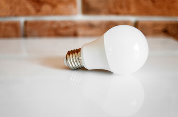 White led light bulb on a white background