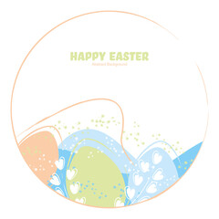 Fototapeta na wymiar Decorative Round Frame With Easter Eggs and Abstract Background