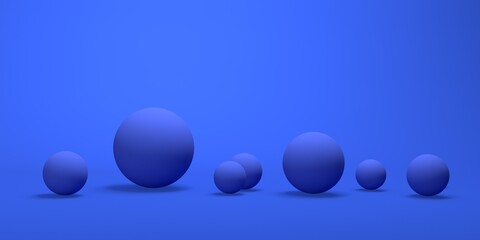 Spheres of many sizes - abstract 3D render design