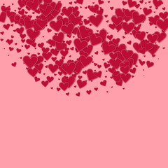 Red heart love confettis. Valentine's day semicirc