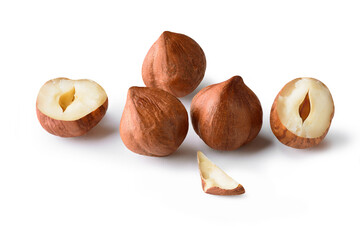 hazelnut nut,hazel white isolated,hazelnut nut pieces,with clipping path