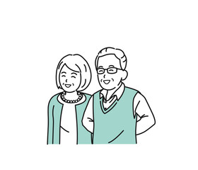 笑顔　笑う　幸せ　喜ぶ　表情　年配の夫婦　男女　シニア　高齢者