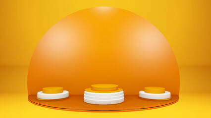 3d illustration with a beautiful podium for product promotion on a orange  background.
