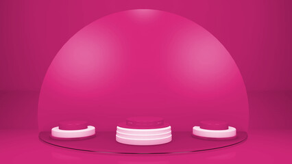 3d illustration with a beautiful podium for product promotion on a pink background.