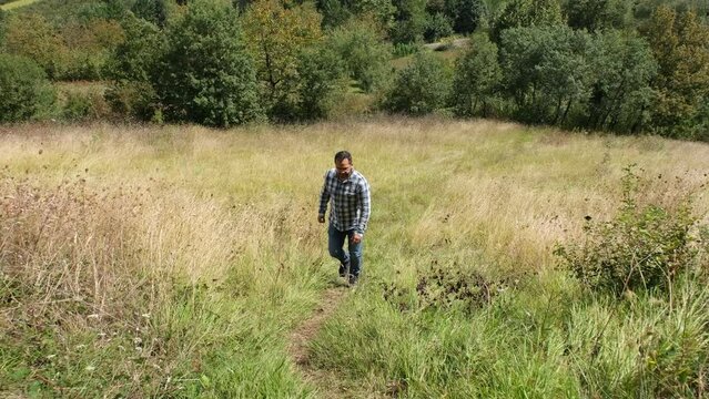 walking up path