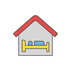 Accommodation, hostel, hotel icon in color icon, isolated on white background 