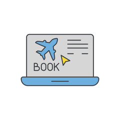 Online booking travel web icon in color icon, isolated on white background 