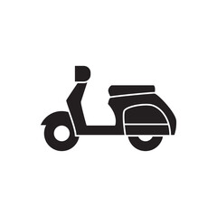 Vintage Scooter Motorcycle transportation icon in black flat glyph, filled style isolated on white background