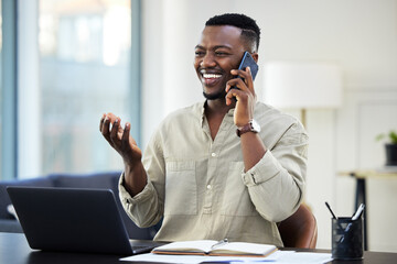 Hes got connections. Shot of a young businessman on a call at work.