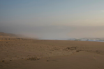 Fototapeta na wymiar Foggy beach in France