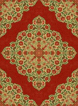 Traditional red and green pattern.