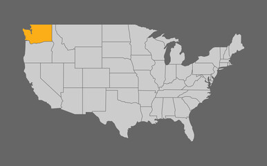 Map of the United States with Washington highlight