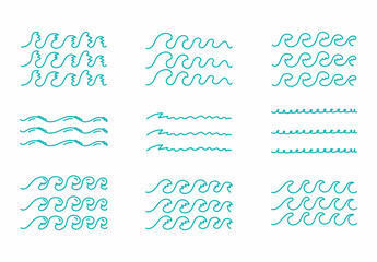 different drawing line waves vector illustration set