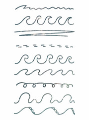 different drawing line waves vector illustration set