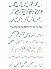 different drawing line waves vector illustration set