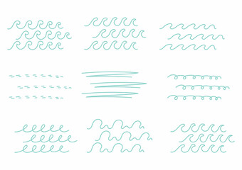 different drawing line waves vector illustration set
