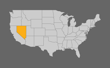 Fototapeta na wymiar Map of the United States with Nevada highlight