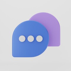 3D chat bubble icon chatting balloon notification mail message 3D render Illustration