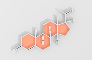 Progesterone molecule structure. 3D render