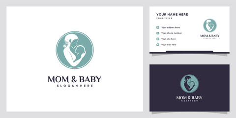 Mom and baby logo with negative space concept