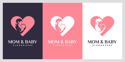 Mom and baby logo with negative space concept