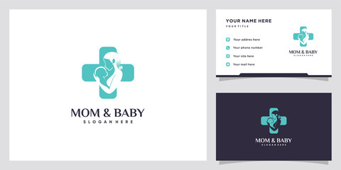 Mom and baby logo with creative concept