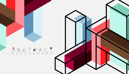Fototapeta premium Abstract background. 3d cubes, cubic elements and blocks. Techno or business concept for wallpaper, banner, background, landing page