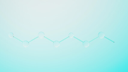 3d render of simple chemical bond in side cell or molecules. The associated of atoms, ions, bond and molecules. Liquid drop bubble background. Covalent bond. Biochemical interaction.