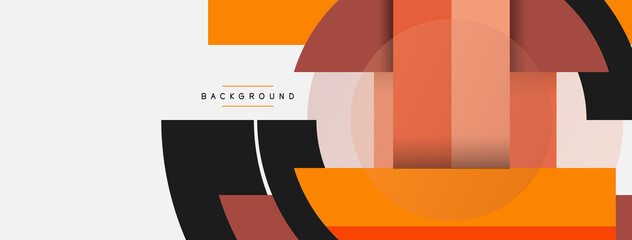 Geometric shapes composition abstract background. Circles lines and rectangles. Vector illustration for wallpaper banner background or landing page