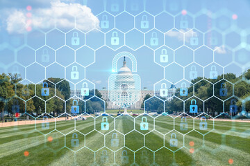 Capitol dome building exterior, Washington DC, USA. Home of Congress and Capitol Hill. American...