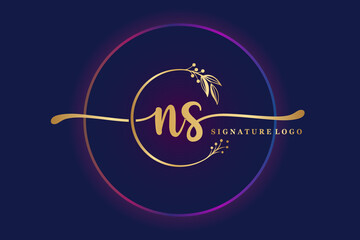 luxury signature logo design initial Ns. Handwriting vector logo design illustration image