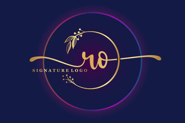 luxury signature logo design initial Ro. Handwriting vector logo design illustration image - obrazy, fototapety, plakaty