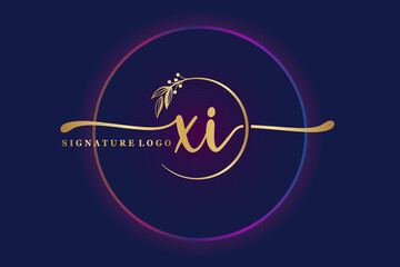 luxury signature logo design initial Xi. Handwriting vector logo design illustration image