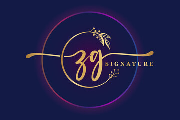 luxury signature logo design initial Zg. Handwriting vector logo design illustration image