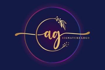 luxury signature logo design initial Ag. Handwriting vector logo design illustration image