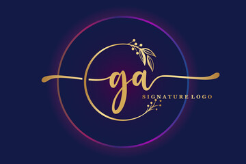 luxury signature logo design initial Ga. Handwriting vector logo design illustration image - obrazy, fototapety, plakaty