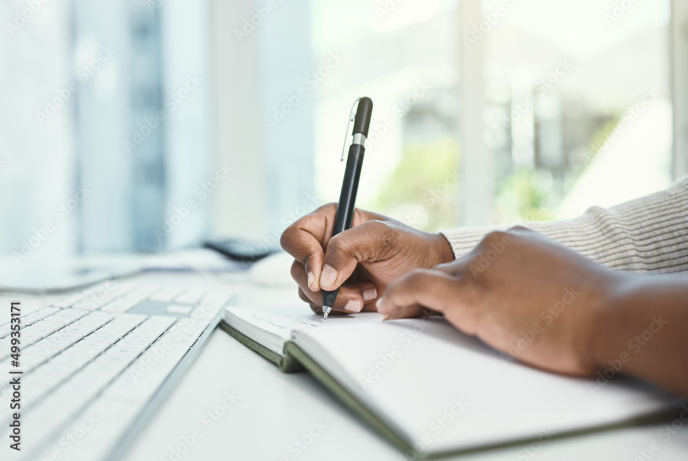 Poster write down your daily goals before you start each day. cropped shot of an unrecognizable businesswom