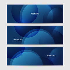 Fototapeta premium Set of futuristic technology digital abstract dark blue colorful design banner. Vector abstract graphic design banner pattern background web template.