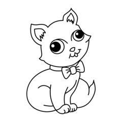 Cat cartoon coloring page illustration vector. For kids coloring book.