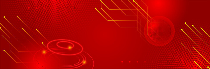 Futuristic technology digital abstract red colorful design banner. Abstract red banner background with particles and wave shapes. Vector abstract graphic design banner pattern background web template.