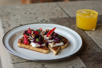 Close up of a berries toast
