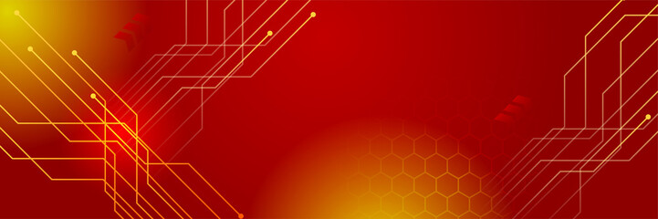 Futuristic technology digital abstract red colorful design banner. Abstract red banner background with particles and wave shapes. Vector abstract graphic design banner pattern background web template.
