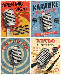 Set of vintage mic posters.