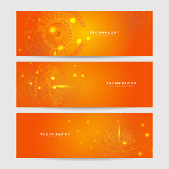 Modern minimal orange futuristic technology science background design . Abstract orange banner vector illustration. Yellow orange vector abstract graphic design. Banner Pattern background template.